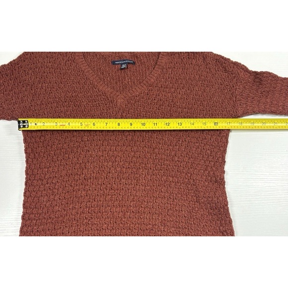 American Eagle Womens Rust Wool Blend Knit Sweater XS Vneck Cozy Slouchy Cottage - Picture 9 of 9